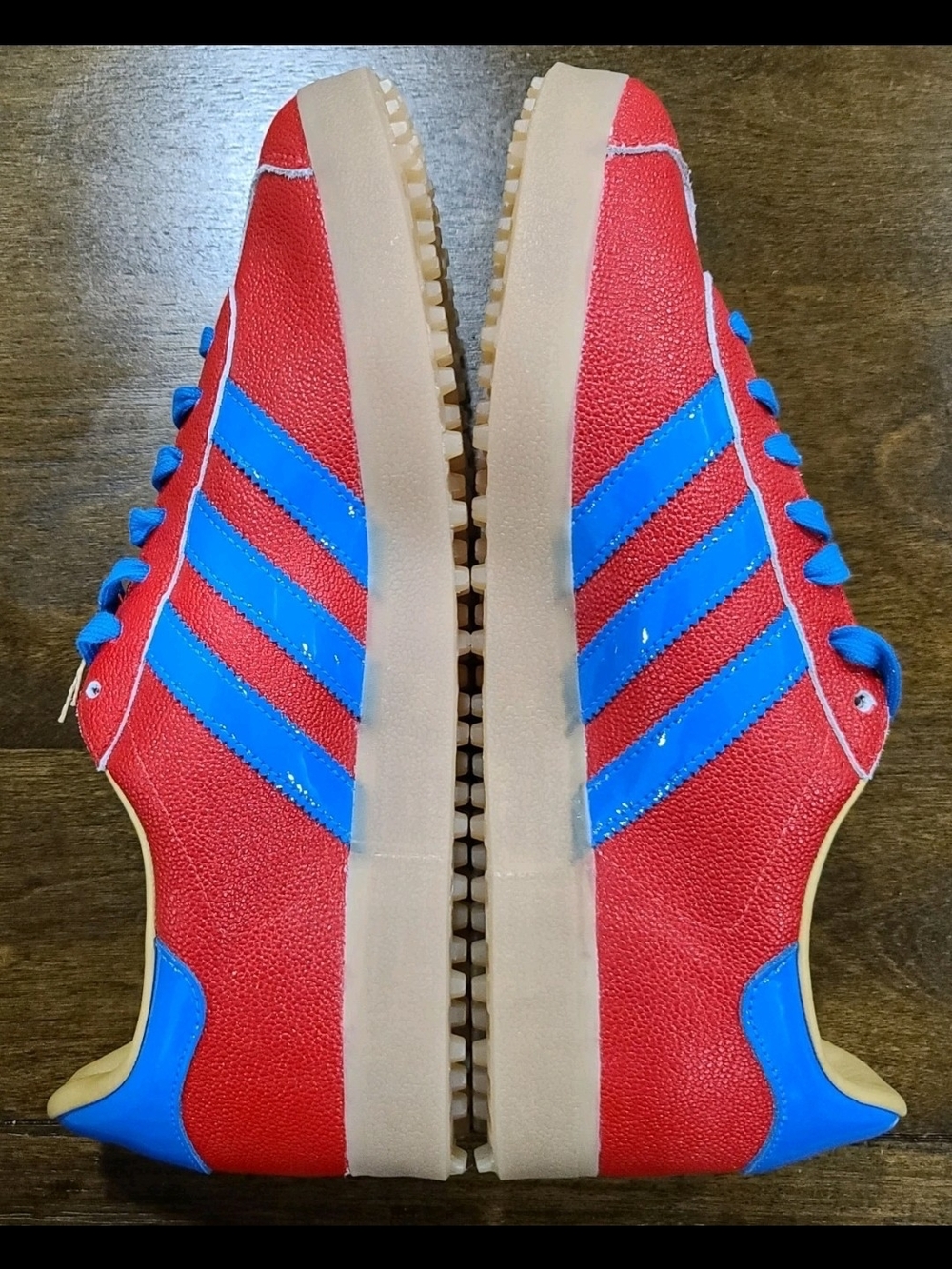 adidas Gazelle Golf Lux Spikeless Leather Golf Shoes Red/Blue Men's US 12 JQ7720 View 3
